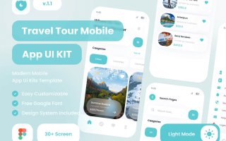 旅行社应用程序用户界面套件Arjuno Travel Tour App UI Kit