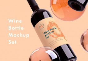 高端红酒标签样机贴图 Wine Bottle Sticker Display Prototype