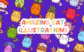 神奇的猫插图创意猫头像插图素材Amazing Cat Illustrations