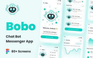 聊天机器人信使应用程序用户界面套件Bobo – ChatBot Messenger App UI Kit