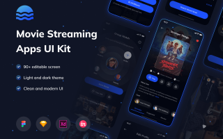 移动-电影流媒体应用程序Figma资源Movees – Movie Streaming Apps UI KIT