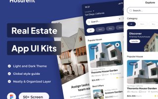 房地产应用程序用户界面套件Hosurent – Real Estate App UI Kits