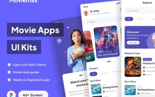 电影应用程序UI套件模板素材Moviemax – Movie Apps UI Kits