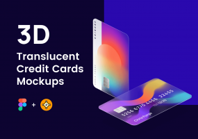 高质量概念化银行卡模板素材3D Translucent Credit Cards Mockups