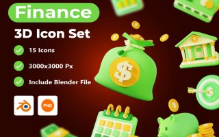 财务-3D图标包渲染图标Finance – 3D Icon Pack