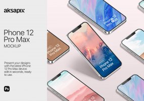 苹果手机12样机精致模版手机多角度展示模版素材iPhone 12 Pro Max Mockup V.02