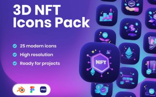 3D NFT图标插图包3D NFT Icons Illustration Pack