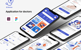 在线医疗问诊互联联网医疗UI设计控件模板素材B.Doctor app_for Doctor_ UI kit