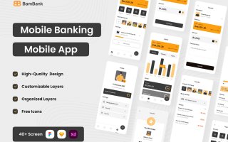 手机银行应用程序UI套件Mobile Banking App UI KIT