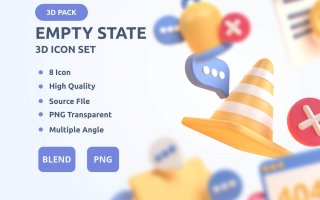 空状态三维图标集Empty State 3D Icon Set