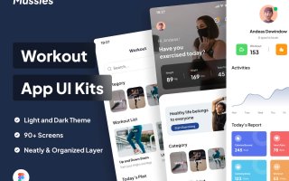 锻炼应用程序UI套件素材下载Mussles – Workout Apps UI Kits