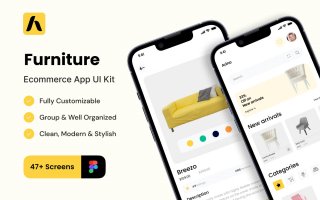 家具电子商务应用程序UI套件Arino – Furniture ecommerce App UI Kit