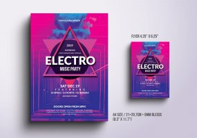 电子音乐派对海报和传单Electro Music Party Poster & Flyer