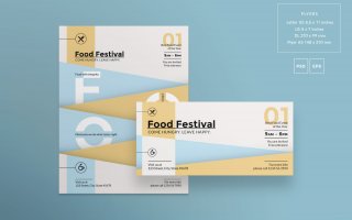 美食节传单和海报模板Food Festival Flyer and Poster Template