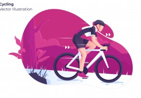 骑行爱好者出行场景插画素材下载Cycling Vector Illustration