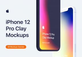 苹果手机12概念化简约样机模版素材iPhone 12 Pro – 20 Clay Mockups Scenes