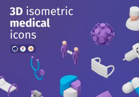 3D插图VR 项目模版素材3D isometric medical icons