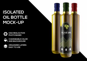 高端品牌橄榄油包装瓶展示样机Olive oil Mockup