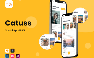 社交类软件设计模板素材Catuss – Social App UI Kit