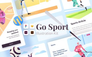简约扁平化插图素材模板Go Sports Illustration