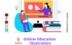 在线教育插图素材Online Education Illustration