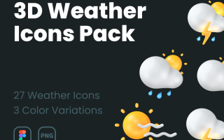 金融科技产品插图素材模板3D Weather Icons Pack