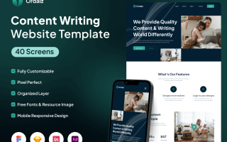 内容写作服务网站 UI 套件素材Ordalz – Content Writing Services Website UI Kit