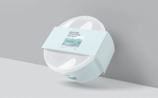 咖啡馆品牌和包装设计圆形塑料盒袖套样机YNAN7T2