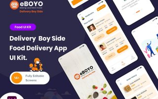 在线预定送货类软件设计控件模板素材eBOYO Delivery View – Ecommerce Product Delivery UI Design Template