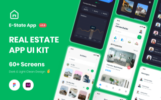 房地产应用 UI 设计模板素材下载E-State Real Estate App UI Kit