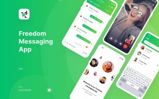 即时通信消息应用程序概念设计控件素材Freedom Messaging App UI Kit