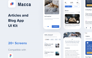 博客移动应用程序设计平台模板素材Macca – article & blog app UI Kit