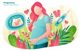 母婴孕育生命创意插画卡通素材下载Pregnancy  Vector Illustration