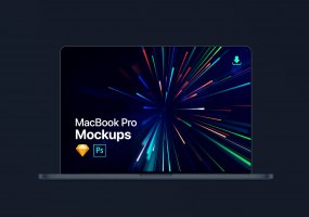 极简主义经典黑MacBook Pro Air 电脑展示样机 KitMinimalism MacBook Pro Air Mockup Kit
