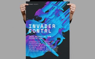 肌理色彩传单/海报模板素材Invader Control Poster Flyer