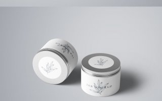 高级化妆品罐子和盒子样机模板consmetic jar mockup