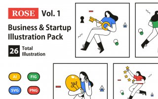 创意类业务和启动插图包 素材模版ROSE – Business & Startup Illustration Pack