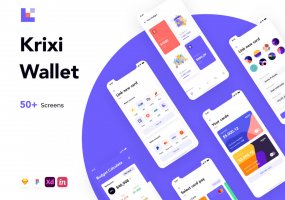 金融理财类电子钱包App UI套件模版素材下载 Krixi Wallet
