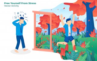 放飞自我创意插画素材下载Free Yourself Stress Vector Illustration