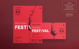 葡萄酒节传单和海报模板Wine Festival Flyer and Poster Template
