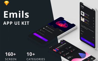 酷炫的 iPhone X 多功能时尚 APP UI KIT 套装模板下载 [Sketch] Emils Mobile UI Kit