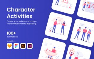 100多个角色活动插图 100+ Character Activities Illustrations
