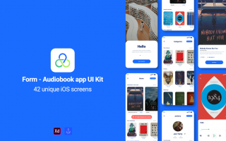 有声读物应用程序设计套件模版Form Audiobooks app – iOS UI Kit
