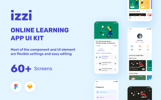 在线培训网络教育移动应用程序素材模版下载izzi – Online Learning App UI Kit