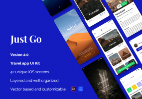 图片社交应用程序模版素材下载Just Go 2.0 travel app – UI Kit