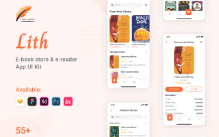 子书商店和电子阅读器应用程序UI套件Lith – E-book store & E-reader App UI Kit