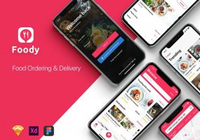 红色IOS风格餐饮行业APP Foody  Food App UI Kit