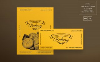 面包店食物传单和海报模板Bakery Food Flyer and Poster Template