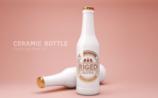 高端写实陶瓷瓶样机素材模板展示效果图Ceramic bottle PSD Mock-Up