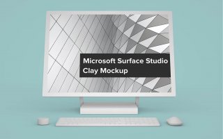 微软Surface 一体机样机素材模板Microsoft Surface Studio Clay Mockup Front